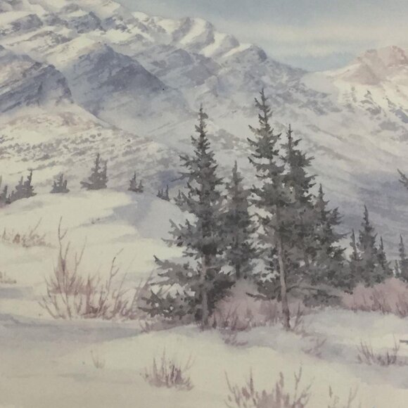 Marilyn Kinsella* Goat Mountain And Yamnuska Landscape Watercolor Print* 11x9" - Picture 2 of 8
